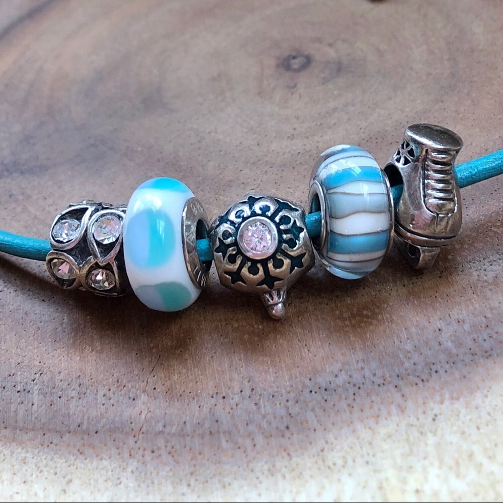 CHAMILIA Beads on a PANDORA Leather Cord Necklace